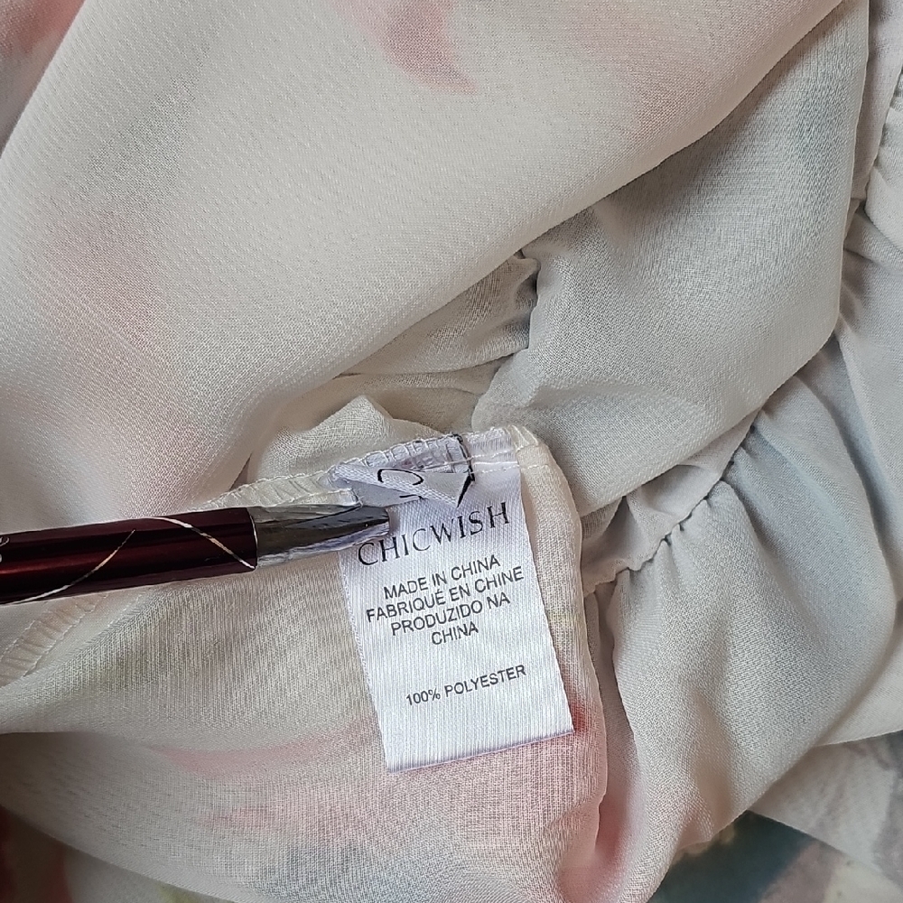 ChicWish Paint In Grace Flowy Watercolor Maxi Dress Size L - Picture 3 of 8